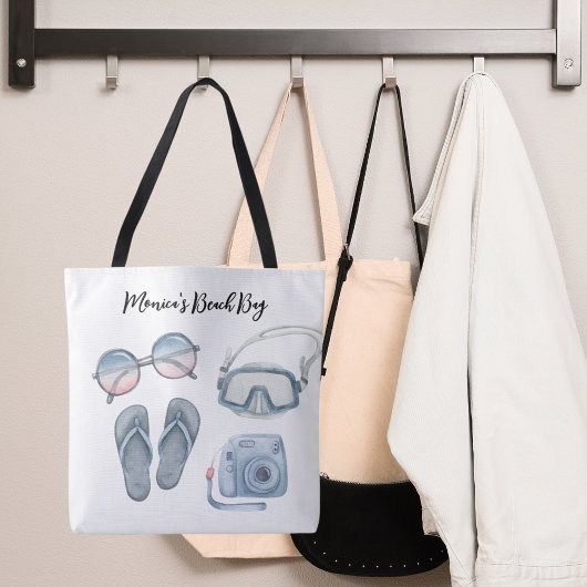 Blauw strandmateriaal tote bag