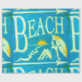 blauw strandpapier cadeaupapier (Vlak)