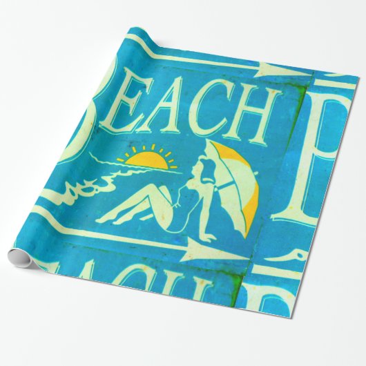 blauw strandpapier cadeaupapier (Uitgerold)