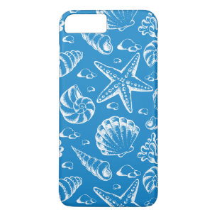 Blauw strandpatroon 	iPhone 8/7 plus hoesje