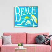 blauw strandtekencanvas canvas afdruk (Insitu (Woonkamer))