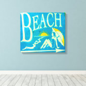 blauw strandtekencanvas canvas afdruk (Insitu (Houten vloer))