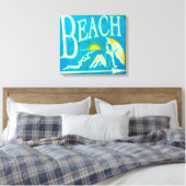 blauw strandtekencanvas canvas afdruk (Insitu (Slaapkamer))