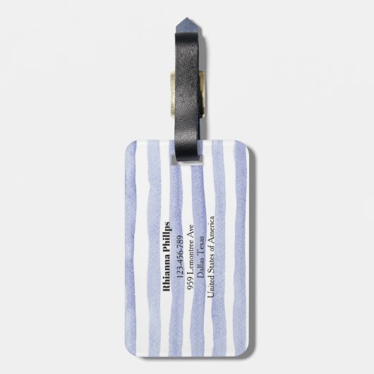 Blauw streep Aangepast Bagagelabel (Achterkant verticaal)