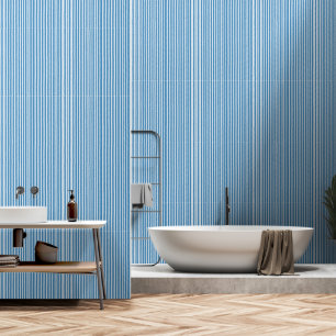 Blauw streepjespatroon behang