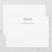 Blauw  strik gepersonaliseerd briefpapier notitiekaartje (Voorkant / Achterkant)