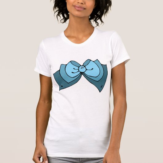 Blauw strik vrouwen T-shirt (Voorkant)