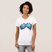 Blauw strik vrouwen T-shirt (Voorkant volledig)