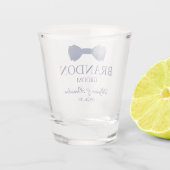 Blauw Strikdas Bruidegom Shot Glas (Achterkant)