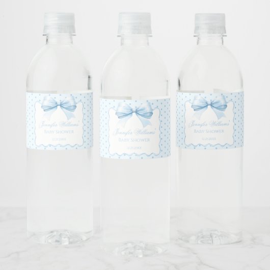 Blauw striklint baby shower waterflesetiketten waterfles etiket (Flessen)