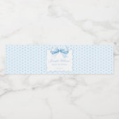 Blauw striklint baby shower waterflesetiketten waterfles etiket (Enkel label)