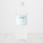 Blauw striklint baby shower waterflesetiketten waterfles etiket (Voorkant)