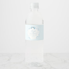 Blauw striklint baby shower waterflesetiketten waterfles etiket