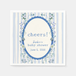Blauw  Stripe Garden Floral Baby shower Servet