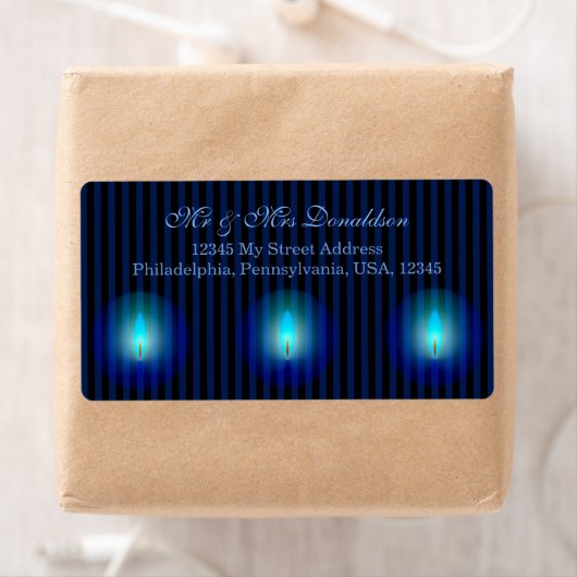 Blauw Stripes-adres Etiket (Insitu)