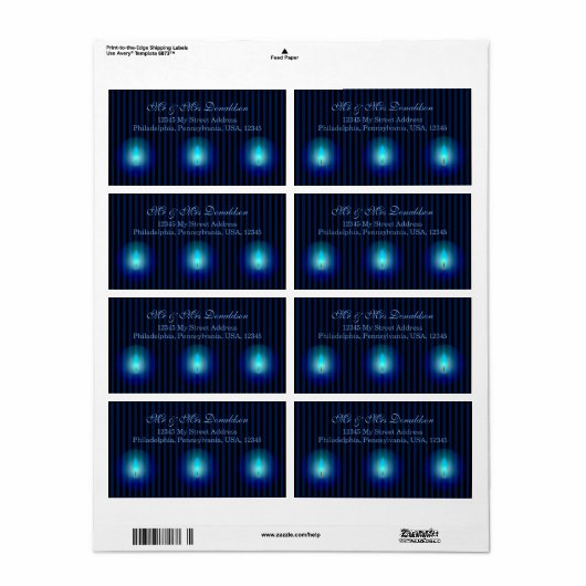 Blauw Stripes-adres Etiket (Full Sheet)