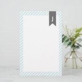 Blauw Stripesonogram Briefpapier (Staand voorkant)