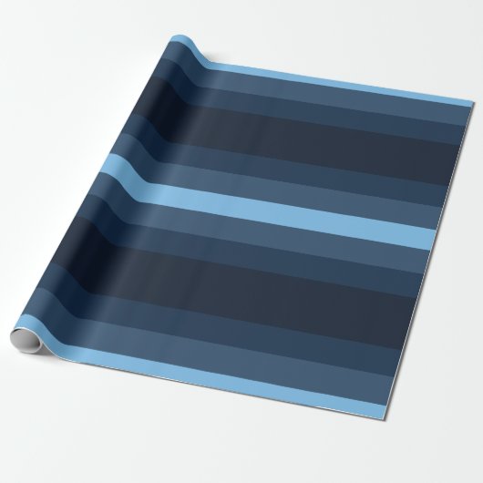 Blauw strippapier cadeaupapier (Uitgerold)
