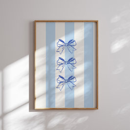 Blauw strippatroon poster