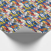 Blauw stripverhaal design patroon cadeaupapier (Hoek)