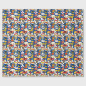 Blauw stripverhaal design patroon cadeaupapier (Vlak)