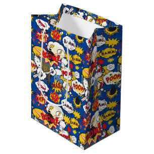 Blauw stripverhaal design patroon medium cadeauzakje