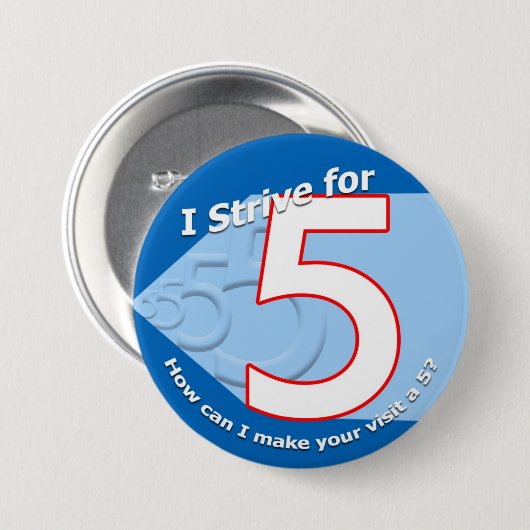 Blauw - Strive voor 5 Button (Voorkant /achterkant)