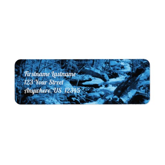 Blauw stromend brook Fantasy Art Address Etiket (Voorkant)