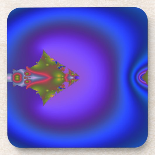 Blauw stromend fractal bier onderzetter (Voorkant)