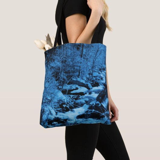Blauw Stromende Beek Fantasie Natuur Kunst Tote Bag (Dichtbij)