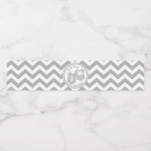 Blauw Stropdas Bow-stropdas Chevron Twin Boys Baby Waterfles Etiket