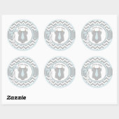 Blauw Stropdas & Chevron Print Baby shower Ronde Sticker (Vel)