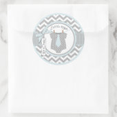 Blauw Stropdas & Chevron Print Baby shower Ronde Sticker (Tas)