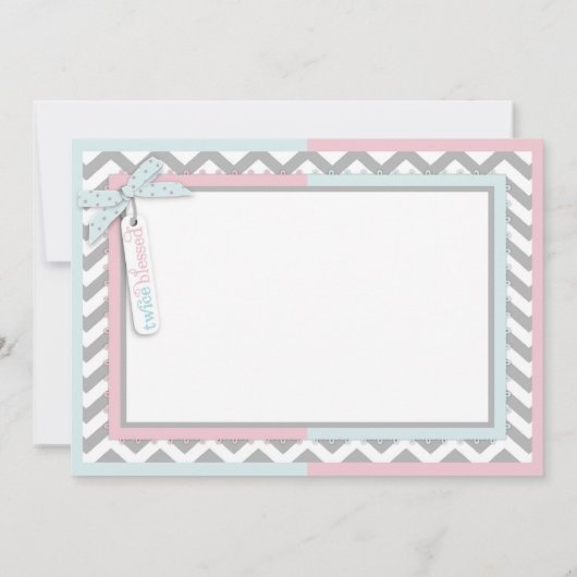 Blauw Stropdas en roze Tutu Twins Hartelijk dank Bedankkaart (Achterkant)