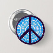 Blauw Stropdas-kleurstofvredesteken Ronde Button 5,7 Cm (Voorkant /achterkant)