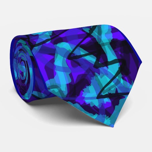 Blauw Stropdas met graffiti-stijl (Opgerold)