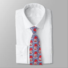 Blauw Stropdas met Red Gnome Pattern