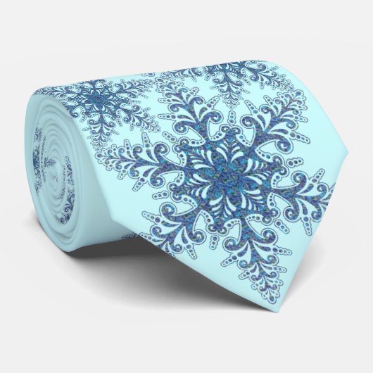 Blauw Stropdas Snowflake (Opgerold)
