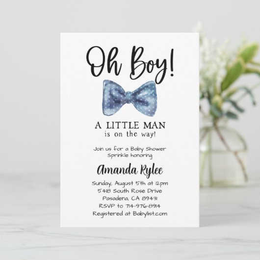 Blauw Stropdas, weinig Man is onderweg Kaart (Staand voorkant)