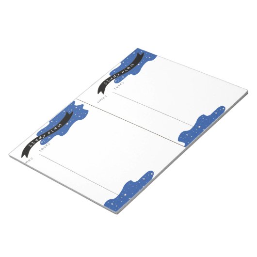 Blauw studieplan notitieblok (Schuin)