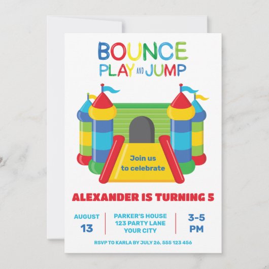 BLAUW STUITER SPELEN EN SPRONG UITNODIGING (Voorkant)