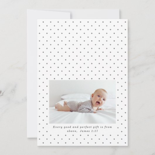 Blauw subtiel kruis in letters Calligrafie Baptism Kaart (Achterkant)