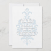 Blauw Subtiele Damast Save the Date Uitnodiging (Voorkant)