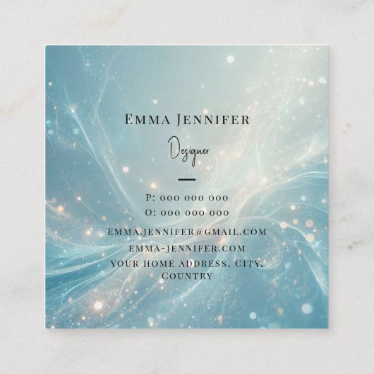 Blauw Subtiele zachte glitter achtergrond Vierkante Visitekaartje (Achterkant)