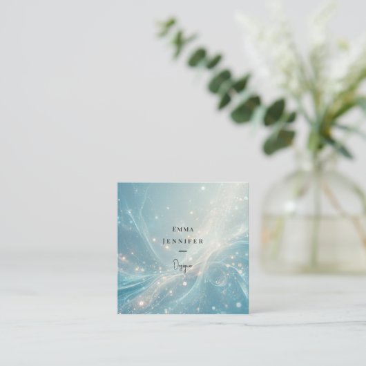 Blauw Subtiele zachte glitter achtergrond Vierkante Visitekaartje (Staand voorkant)