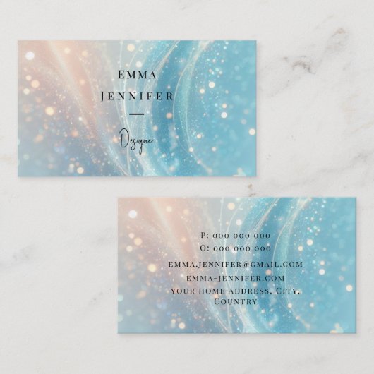 Blauw Subtiele zachte glitter achtergrond Visitekaartje (Voorkant / Achterkant)