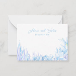 Blauw Succulent Baby shower Advies Botanisch Notitiekaartje