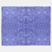 Blauw suède lederen look bloemmotief fleece deken (Voorkant (Horizontaal))