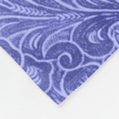 Blauw suède lederen look bloemmotief fleece deken (Hoek)