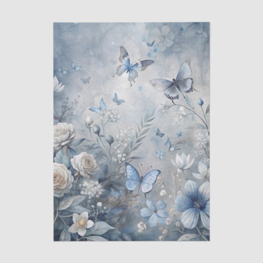 Blauw Summer Print Tissue Paper Tissuepapier (Voorkant)